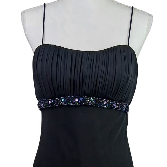 Dressbarn Collection VTG SZ 8 Empire Waist Pleated Spaghetti Strap Bling Dress - Picture 3 of 7